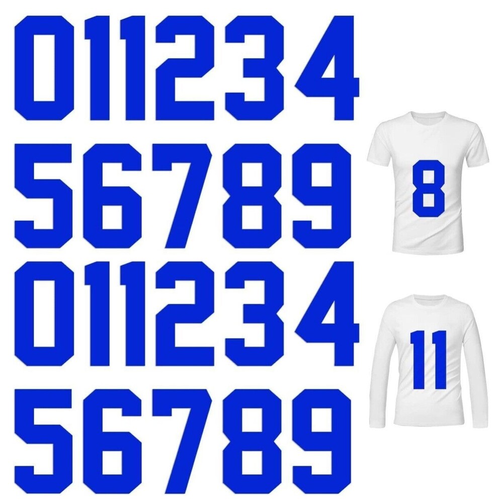 20 Pcs Iron on Numbers, 8 Inch T Shirt Heat Transfer 0~9 Number Patches (Blue)